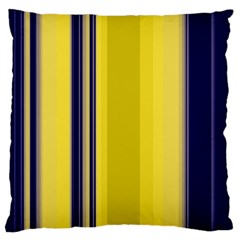 Yellow Blue Background Stripes Large Flano Cushion Case (One Side)