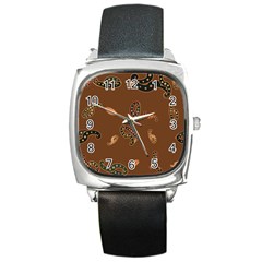 Brown Forms Square Metal Watch