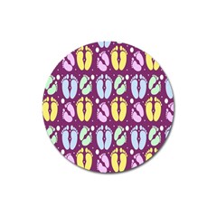 Baby Feet Patterned Backing Paper Pattern Magnet 3  (round)