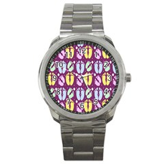 Baby Feet Patterned Backing Paper Pattern Sport Metal Watch by Simbadda