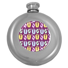 Baby Feet Patterned Backing Paper Pattern Round Hip Flask (5 Oz)