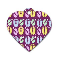 Baby Feet Patterned Backing Paper Pattern Dog Tag Heart (one Side) by Simbadda