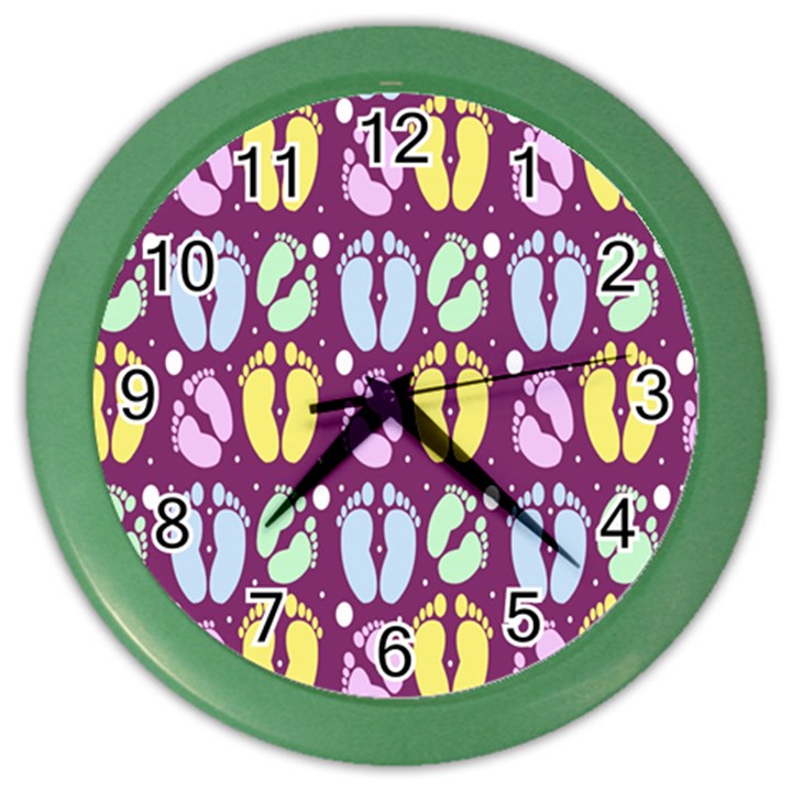 Baby Feet Patterned Backing Paper Pattern Color Wall Clocks