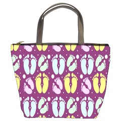 Baby Feet Patterned Backing Paper Pattern Bucket Bags by Simbadda