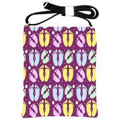 Baby Feet Patterned Backing Paper Pattern Shoulder Sling Bags by Simbadda