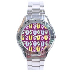 Baby Feet Patterned Backing Paper Pattern Stainless Steel Analogue Watch by Simbadda