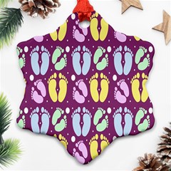 Baby Feet Patterned Backing Paper Pattern Ornament (snowflake)