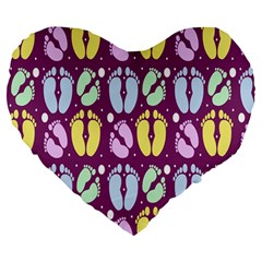 Baby Feet Patterned Backing Paper Pattern Large 19  Premium Heart Shape Cushions