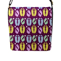 Baby Feet Patterned Backing Paper Pattern Flap Messenger Bag (l)  by Simbadda