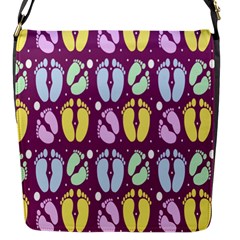 Baby Feet Patterned Backing Paper Pattern Flap Messenger Bag (s) by Simbadda