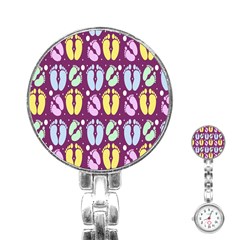 Baby Feet Patterned Backing Paper Pattern Stainless Steel Nurses Watch by Simbadda