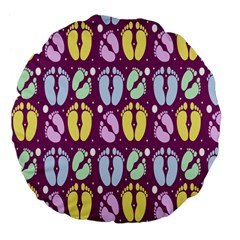 Baby Feet Patterned Backing Paper Pattern Large 18  Premium Flano Round Cushions by Simbadda