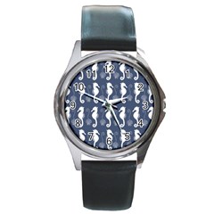 Seahorse And Shell Pattern Round Metal Watch