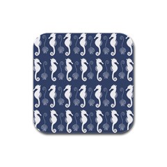 Seahorse And Shell Pattern Rubber Square Coaster (4 Pack)  by Simbadda