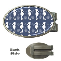 Seahorse And Shell Pattern Money Clips (oval) 