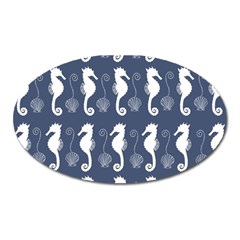 Seahorse And Shell Pattern Oval Magnet