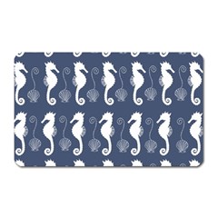 Seahorse And Shell Pattern Magnet (rectangular) by Simbadda