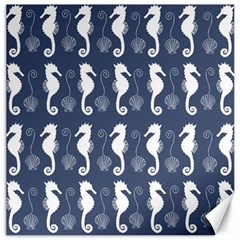 Seahorse And Shell Pattern Canvas 12  X 12   by Simbadda