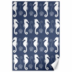 Seahorse And Shell Pattern Canvas 12  X 18   by Simbadda