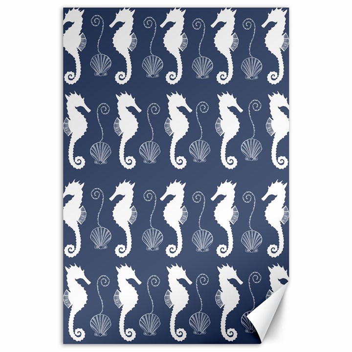 Seahorse And Shell Pattern Canvas 24  x 36 