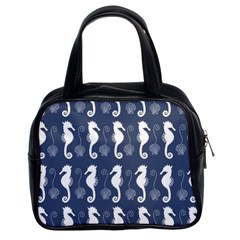 Seahorse And Shell Pattern Classic Handbags (2 Sides) by Simbadda