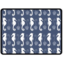 Seahorse And Shell Pattern Fleece Blanket (large)  by Simbadda