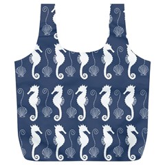 Seahorse And Shell Pattern Full Print Recycle Bags (l)  by Simbadda