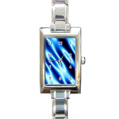 Grunge Blue White Pattern Background Rectangle Italian Charm Watch by Simbadda