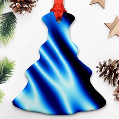 Grunge Blue White Pattern Background Christmas Tree Ornament (two Sides)