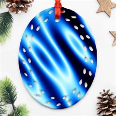 Grunge Blue White Pattern Background Ornament (oval Filigree)