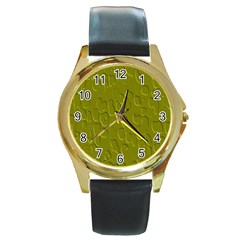 Olive Bubble Wallpaper Background Round Gold Metal Watch by Simbadda