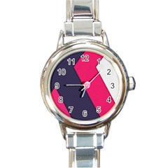 Pink Pattern Round Italian Charm Watch