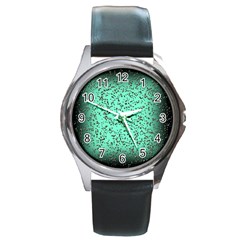 Grunge Rain Frame Round Metal Watch by Simbadda