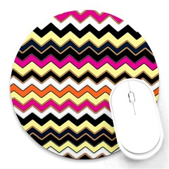 Colorful Chevron Pattern Stripes Pattern Round Mousepads by Simbadda