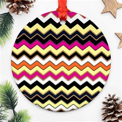 Colorful Chevron Pattern Stripes Pattern Ornament (round) by Simbadda