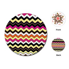 Colorful Chevron Pattern Stripes Pattern Playing Cards (round)  by Simbadda