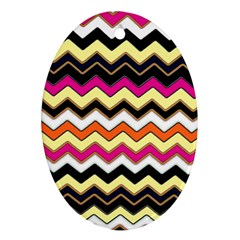 Colorful Chevron Pattern Stripes Pattern Oval Ornament (two Sides)