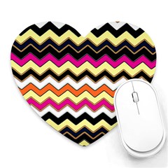 Colorful Chevron Pattern Stripes Pattern Heart Mousepads by Simbadda