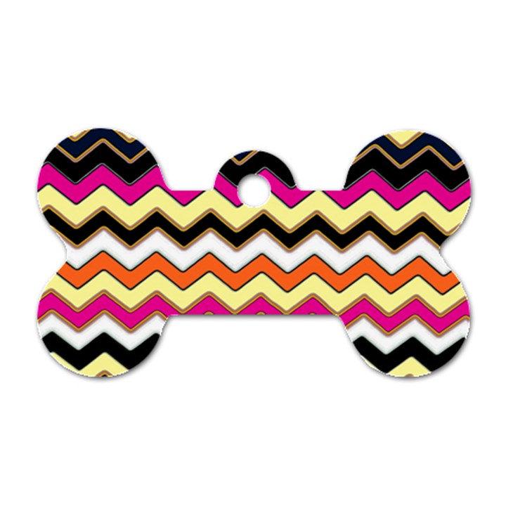 Colorful Chevron Pattern Stripes Pattern Dog Tag Bone (One Side)