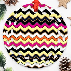 Colorful Chevron Pattern Stripes Pattern Ornament (round Filigree) by Simbadda