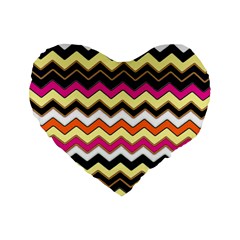 Colorful Chevron Pattern Stripes Pattern Standard 16  Premium Heart Shape Cushions