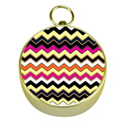 Colorful Chevron Pattern Stripes Pattern Gold Compasses