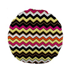 Colorful Chevron Pattern Stripes Pattern Standard 15  Premium Flano Round Cushions