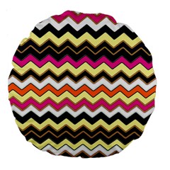 Colorful Chevron Pattern Stripes Pattern Large 18  Premium Flano Round Cushions