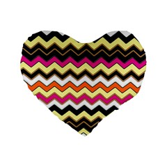 Colorful Chevron Pattern Stripes Pattern Standard 16  Premium Flano Heart Shape Cushions