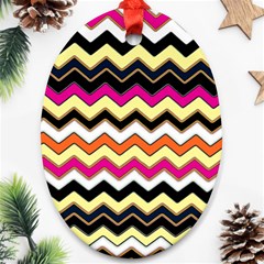 Colorful Chevron Pattern Stripes Pattern Ornament (oval) by Simbadda