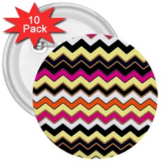 Colorful Chevron Pattern Stripes Pattern 3  Buttons (10 Pack) 