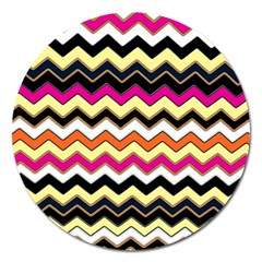 Colorful Chevron Pattern Stripes Pattern Magnet 5  (round) by Simbadda