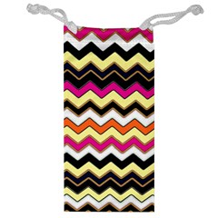 Colorful Chevron Pattern Stripes Pattern Jewelry Bag by Simbadda