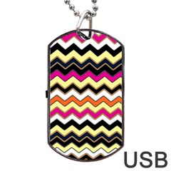 Colorful Chevron Pattern Stripes Pattern Dog Tag Usb Flash (one Side) by Simbadda